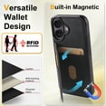 thumbnail image 2 of Allytechgroup for iPhone 16e Case with Credit Card Slots Holder/ Kickstand/ RFID Blocking Premium PU Leather Magnetic Wallet Cover Soft TPU Bumper Shockproof Flip Stand Protective Phone Shell, Black, 2 of 15