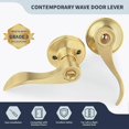 thumbnail image 2 of Reversible Door Handle with Lock - Brushed Brass Entry Set for Left/Right Doors, 2 of 5