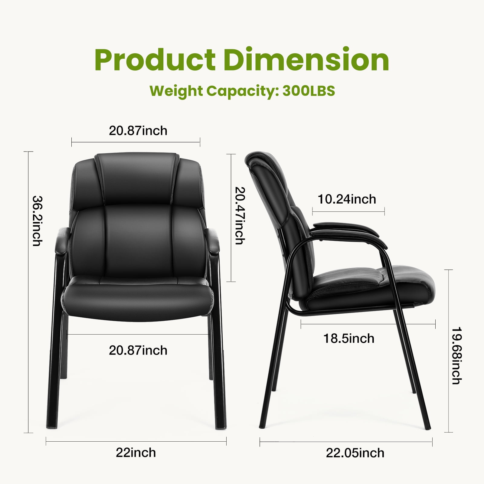GIANNA Faux Leather Waiting Room Chair, Office Guest Chair with Padded Arms, for Reception, Conference, Meeting, or Home Use, Basic Black(1 PCS)