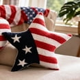thumbnail image 2 of Miwamany 4th of July Patriotic Pillows, Independence Day Pillow Memorial Day Americana Farmhouse Flag Stripe USA Stars Shaped Cushion for Sofa Couch Bedroom Livingroom, 2 of 6