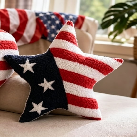 Eolstice Independence Day Cushion, Patriotic Throw Pillow For Home Sofa, Red White Blue Decorative Backrest Pillow, For Living Room Couch, 4th Of July Decor