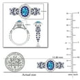 thumbnail image 5 of Dazzlingrock Collection 6X4mm Oval Blue Topaz with Round Blue Sapphire & White Diamond Interweaving Double Halo Wedding Ring for Women in 10K White Gold, Size 4.5, 5 of 6