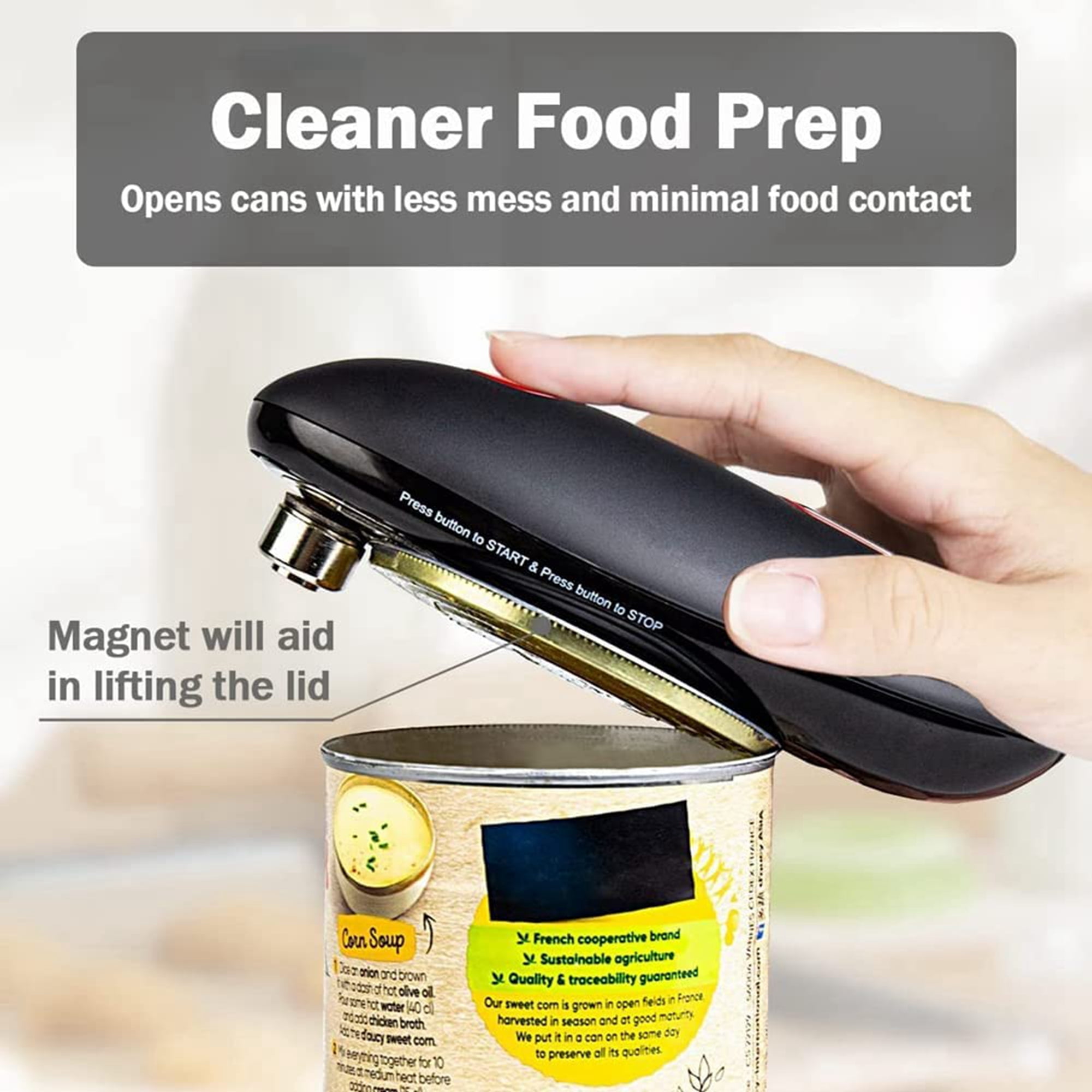 Electric Handheld Can Opener, Open Any Can Shape with One Press
