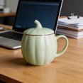 thumbnail image 4 of AYktou Fall Pumpkin Mug, Halloween Ceramic Mug Cup with Lid and Handle, 13.53Oz Thanksgiving Porcelain Coffee Cup Gifts for Adults Men Women Tabletop Cute Decorative Drink Cup, 4 of 7