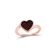 thumbnail image 1 of FB Jewels 10kt Rose Gold Womens Round Red Color Enhanced Diamond Heart Ring 1/10 Cttw Size 5, 1 of 1