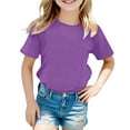 thumbnail image 1 of Hauts Décontractés Basiques pour Filles Couleur Unie Col Rond Manches Courtes T-Shirts de Mode pour Enfants, 1 of 4