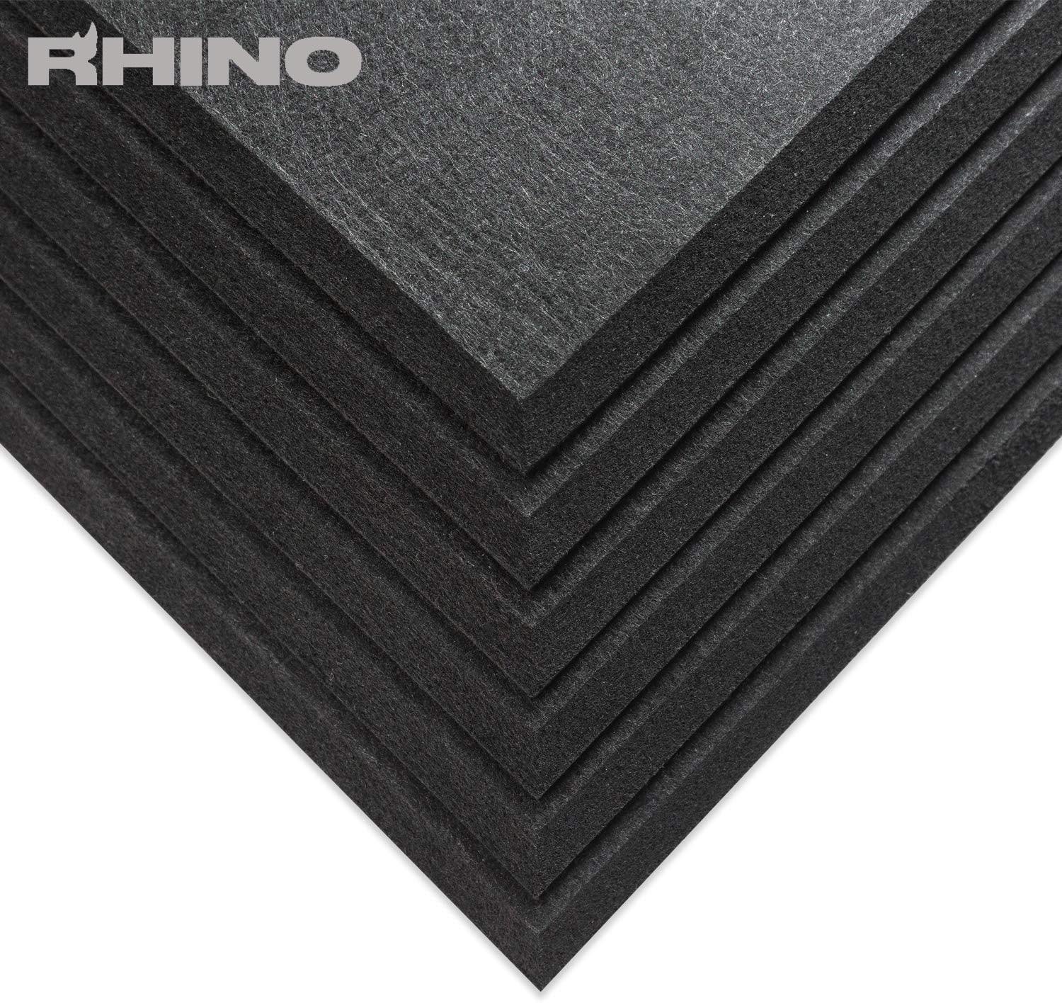 RHINO Acoustic Panel Black 12" x 12" x 0.4" Thick NRC Sound Bass Isolation 6 Pieces Beveled Edges