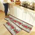 thumbnail image 5 of Kitchen Rug Mat Farmhouse Christmas Poinsettia Flower, Set of 2, Anti-Fatigue Non-Skid Washable Kitchen Runner Rugs, Happy New Year Soft Comfort Rug for Kitchen, Floor Home, Front of Sink, Laundry, 5 of 6