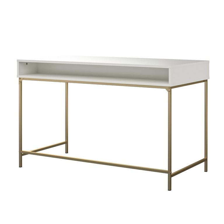 Ameriwood Home Jordyn Computer Desk with 2 Drawers White Gold