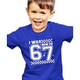 thumbnail image 2 of I was 6 Now I'm 7 Unisex Birthday Shirt for Boys & Girls Trendy Check 7th Birthday Tee Vintage Royal Shirt Youth Medium, 2 of 5