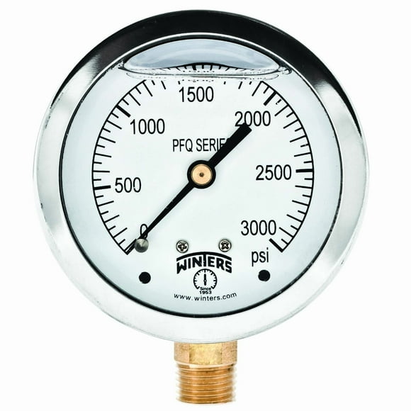 Manómetro Winters de 2,5 cm con esfera de 0-3000 psi, 1,5% Acc Glicerin
