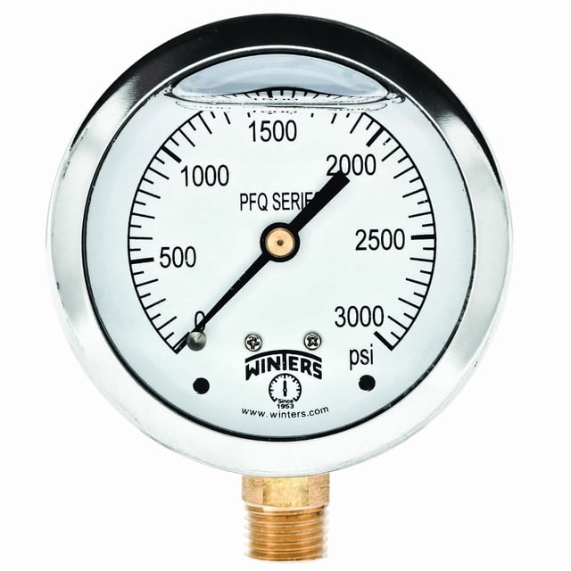 Manómetro Winters de 2,5 cm con esfera de 0-3000 psi, 1,5% Acc Glicerin