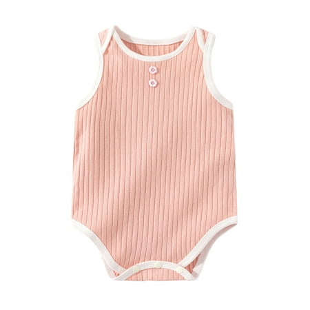 

ZRBYWB Baby Girls Romper Solid Spring Summer Ribbed Sleeveless Romper Bodysuit Clothes