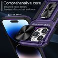 thumbnail image 4 of Allytech iPhone 13 Pro Case with Kickstand, Sliding Camera Lens Protector Rugged Hybrid Military Grade Shockproof Bumper Phone Case for Apple iPhone 13 Pro - Purple, 4 of 10