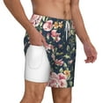 thumbnail image 3 of Picia Vintage Floral pattern Mens Swim Trunks with Compression Liner Stretch Beach Shorts Quick Dry with Zipper Pockets No-Chafing Board Shorts-Large, 3 of 9