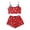 Z38-Red, variant on LILIYA Women 2 Piece Halloween Pajama Set Cute Print Round Neck Spaghetti Strap Ruffle Crop Top Shorts Loungewear Sleepwear