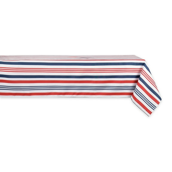 DII Patriotic Stripe Outdoor Tablecloth, 60x120", 100% Polyester