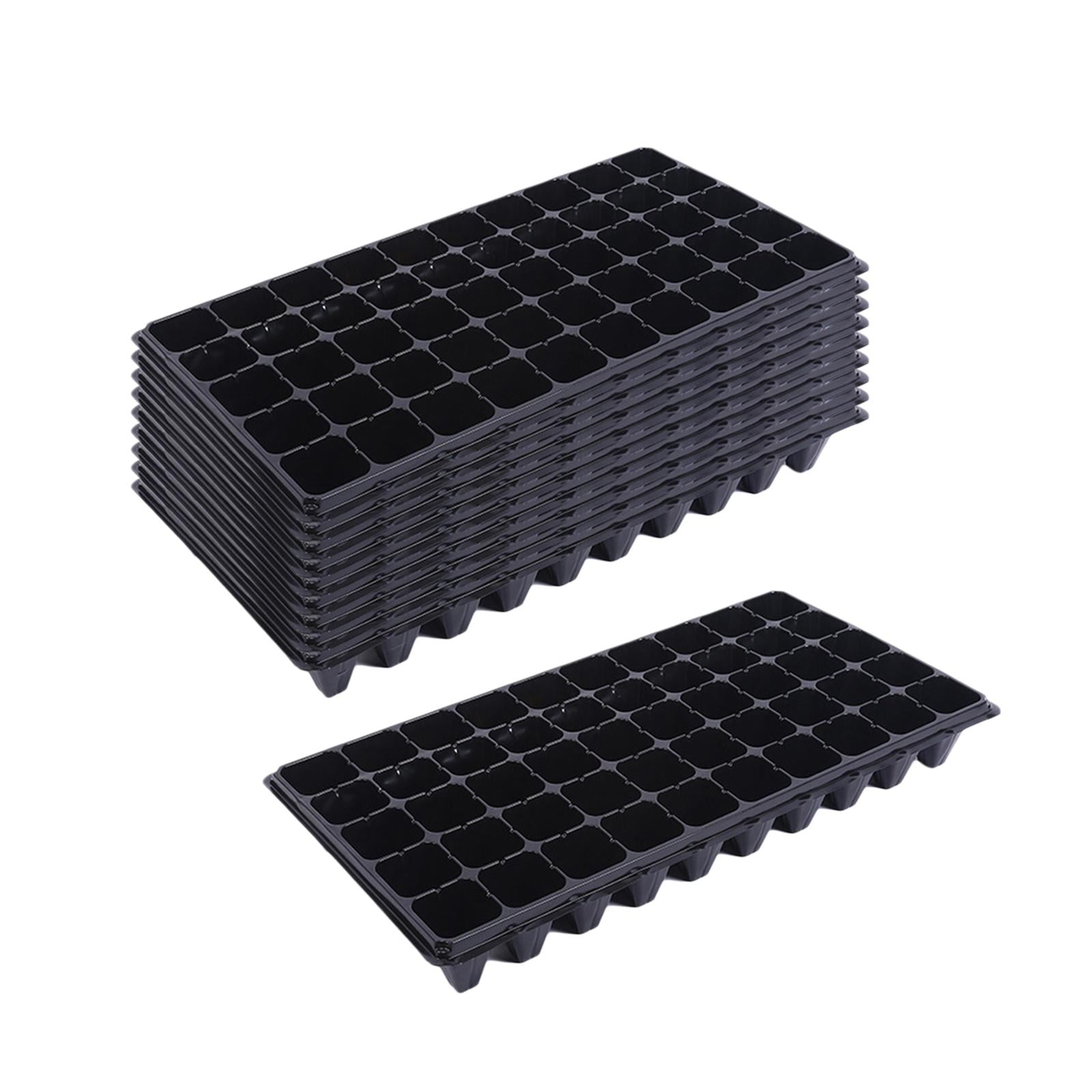 10x Thick Seedling Trays Seedling Starter Trays Black Durable Reusable 50 Holes Pet Plant Trays for Seedling Planting Trays 80g