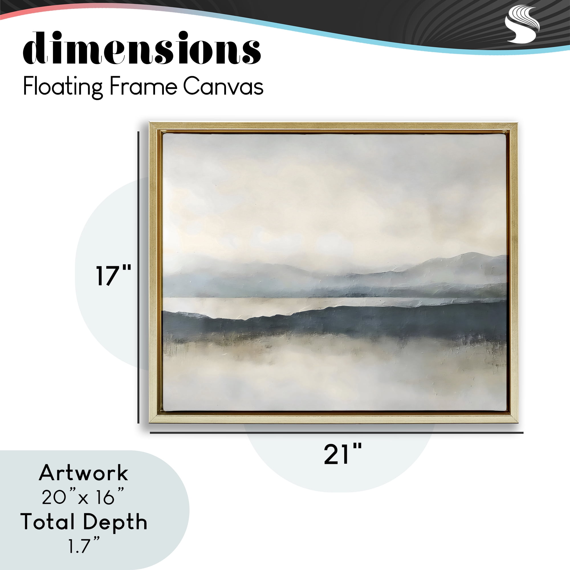 Stupell Industries Muted Horizon Mountainscape Gold Framed Floater Canvas Wall Art, design by Riley B