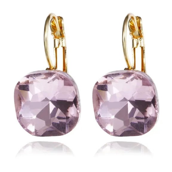 HOOUN Austrian Crystal Dangle Earrings Shinning Drop Earrings Fashion Jewelry Bright-pink
