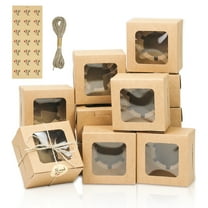 15 Pack Bakery Boxes with Window,4x4x2.5 Inches Mini Dessert Boxes,Cupcake Boxes,Cookie Boxes,Removable Inner Bracket,Kraft Paper Brown Gift Box for Pastries, Cookies, Pie, Donuts, Macaroon