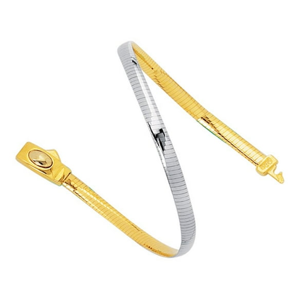 JewelStop 14k Yellow & White Gold 4 Mm Reversible Omega Necklace 16"