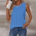 thumbnail image 4 of Fgnfyis Women's Tops Elegant Casual Camisole Top Solid Color Summer Sleeveless Tank with Lock Design for Daily Wear Womens Vest Womens Tank Tops Blue XXL, 4 of 5