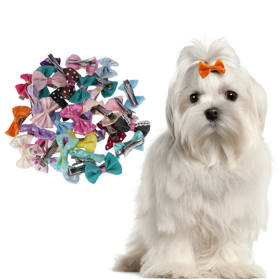 Dog Bows for Small Dogs Hair Pet Ties Puppy with Clips Barrettes Pin Girl Ring Child