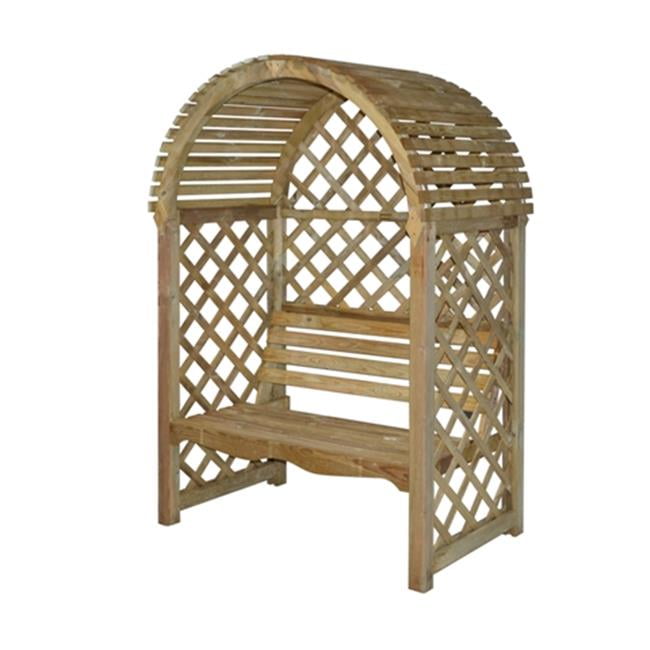 Rowlinson PERVIC Victoria Arbor with Seat and Lattice Back and Sides, Natural Finish by Rowlinson