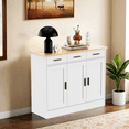 thumbnail image 3 of DIYART 43.3" W Buffet Cabinet, Coffee Bar Cabinet with 3 Drawers & 3 Doors, Kitchen Buffet Sideboard for Living Room, Kitchen, White, 3 of 7
