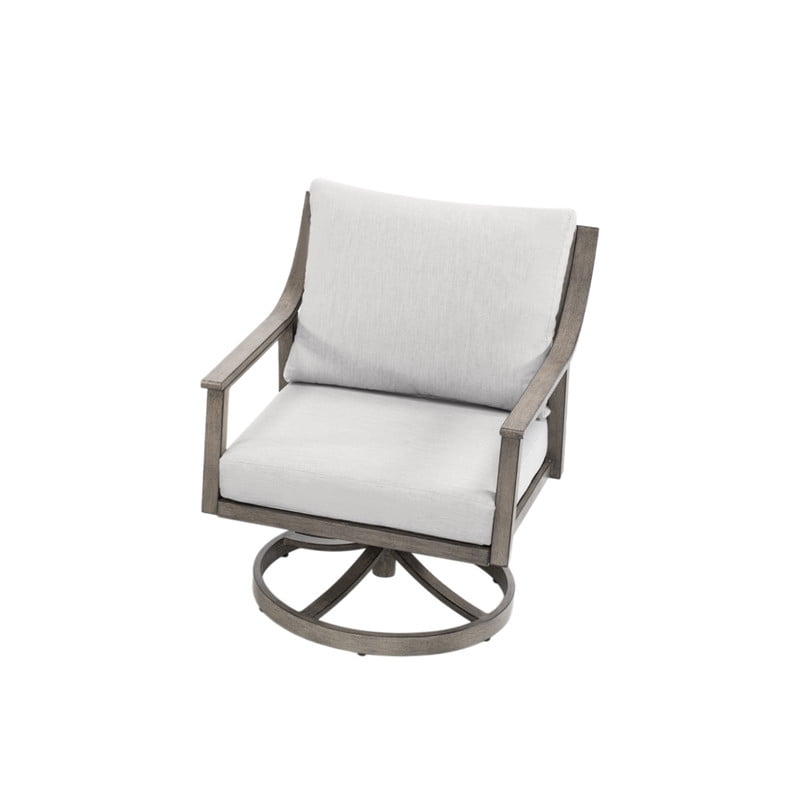 1-Piece All-Weather Swivel Armchair, Aluminum Frame Outdoor Dining Chair with Back & Seat Cushions