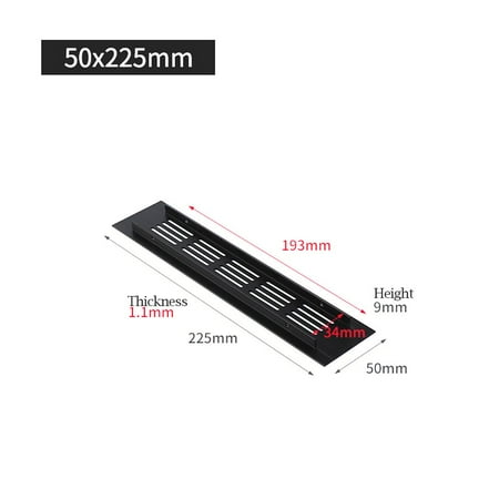 

50mm Aluminium Rectangular Cabinet Wardrobe Air Vent Grille Ventilation-Cover 50x225mm