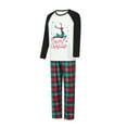 thumbnail image 4 of pengnight Christmas Family Pajamas Matching Set, Long Sleeve Deer Letters Print T-shirt with Plaid Pants Sleepwear Loungewear, 4 of 10