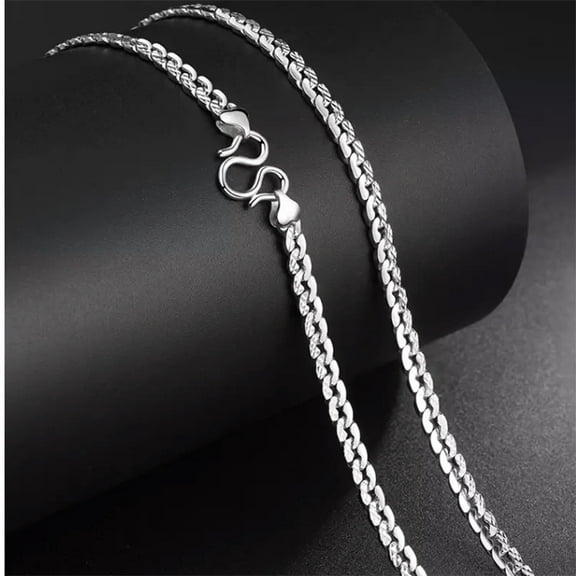 K-KED Fine Pt950 Real Platinum 950 Men Women 4mm Solid Curb Link Necklace 24inchL