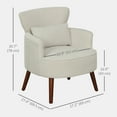 thumbnail image 3 of HOMCOM Upholstered Accent Chair with Wood Legs, Living Room Chair, Cream, 3 of 10