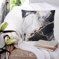 thumbnail image 3 of 18x18 Pillow Covers Set of 2, Marble Black Throw Pillow Covers Decorative Couch Cushion Case, Abstract Gold White Brick Stone Motif Microfiber Square Pillowcases for Bedroom Car Living Room, 3 of 7
