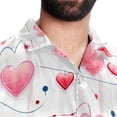 thumbnail image 5 of Valentine's Day Love ECG Men's Short Sleeve Beach Shirts, Casual Poplin Button Down Shirt, Summer Casual Printed Unisex Shirts, 5 of 6