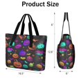 thumbnail image 3 of Tote Bag for Women - Rainbow Halloween Pumpkins Pattern Shoulder Bag - Large Utility Work Duffle Bag with Zipper Handbag for Travel, Work, Sprots, 3 of 5