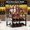 thumbnail image 2 of 5-Tier Liquor Bottle Display Shelf, Holds up to 20 Bottles, Countertop Wine Racks with 6 Wine Glass Holders, Mini Wine Bar Cabinet for Home, All in One Coffee Syrup Whiskey Organizer, 2 of 7