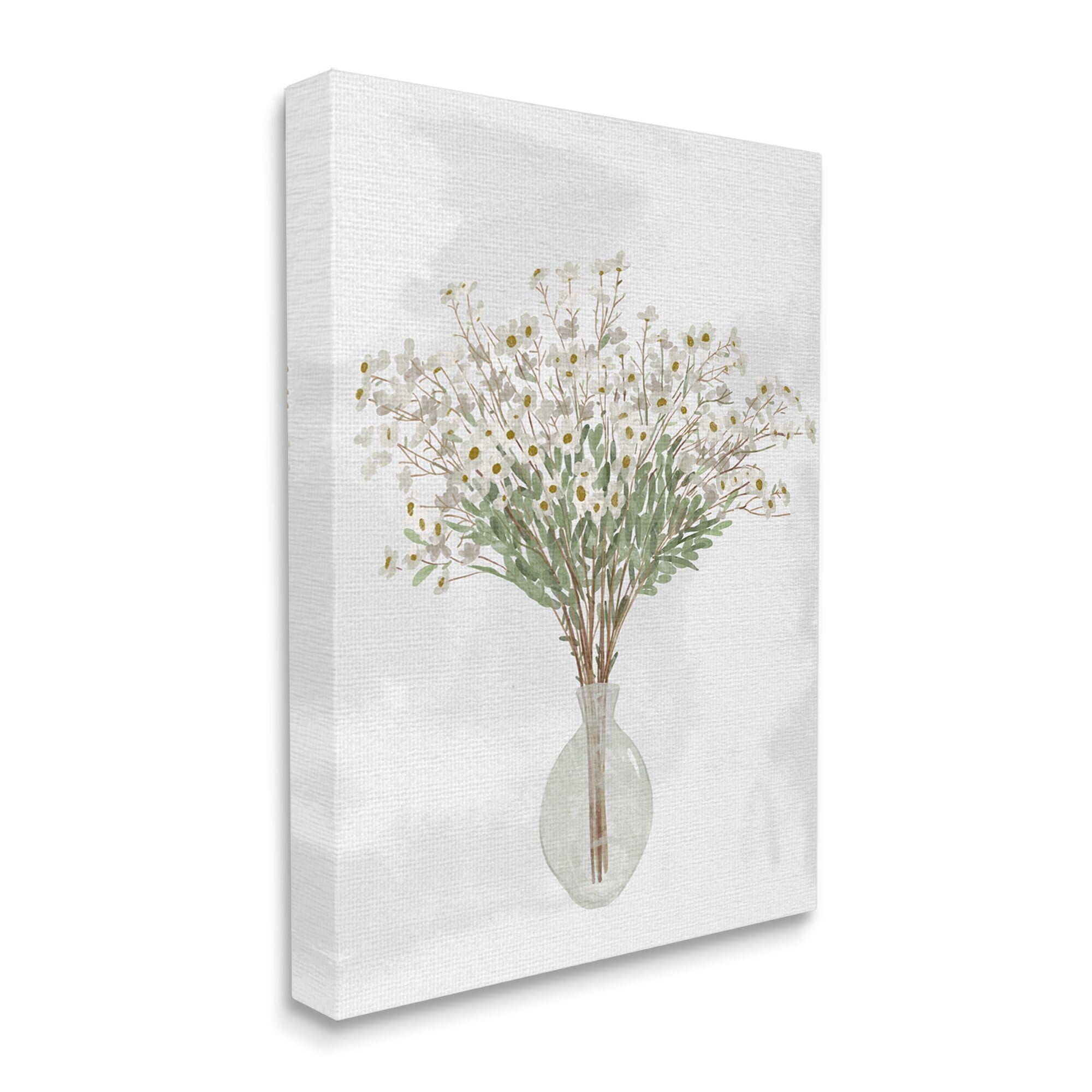 Stupell Industries White Daisy Wildflowers Arrangement Delicate Glass Vase Painting Gallery Wrapped Canvas Print Wall Art, Design by Ziwei Li