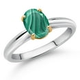 thumbnail image 2 of Gem Stone King 10K White and Yellow Gold Green Malachite Solitaire Engagement Ring for Women (2.00 Cttw, Oval 8X6MM, Gemstone Birthstone, Available in Size 5, 6, 7, 8, 9), 2 of 4