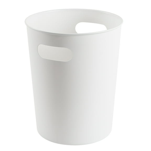 Mainstays Basic White Plastic Wastebasket 2.64 Gallon for Bathroom, Bedroom, Office