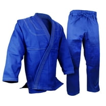 Double Weave BJJ Gi Kimono, 100% cotton Preshrunk, Jiu Jitsu Blue Uniform set 500G Gi