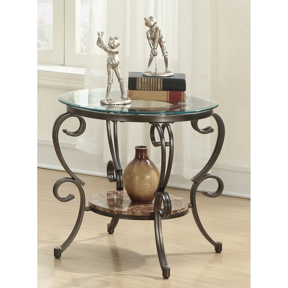 Coaster Furniture Gertrude Traditional Glass Top End Table Dark Brown