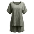 thumbnail image 4 of WAYUTE Womens Shorts Set Casual 2 Piece Outfit Short Sleeve Round Neck Top and Shorts Solid Color Breathable Soft Blend Summer Clothing Sets, 4 of 4