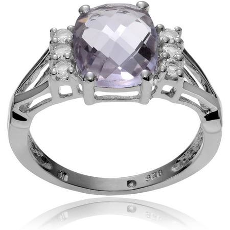Brinley Co. Women's White Topaz Accent Pink Amethyst Sterling Silver Fashion Ring