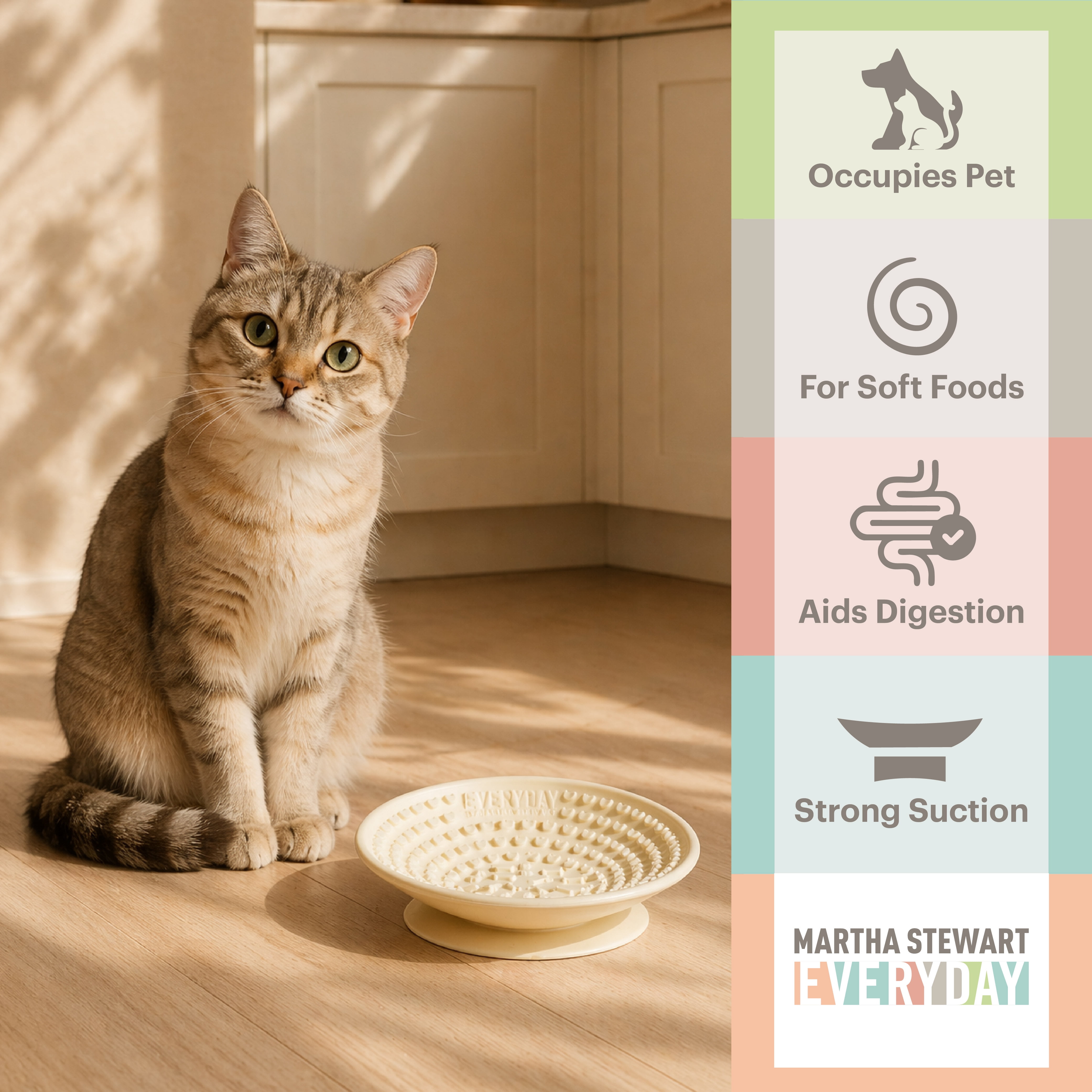 Martha Stewart Occupy Lick Bowl Cream Pet Feeder for Dogs