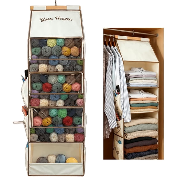 Yarn Heaven Storage Bag, Hanging Yarn Storage Organizer, Zippered Hanging Yarn, Crochet Bag for Crafters (1Pc)