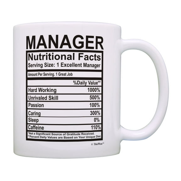 ThisWear Manager Coffee Mug Manager Nutrition Facts Manager Birthday Gift Management Coffee Mug