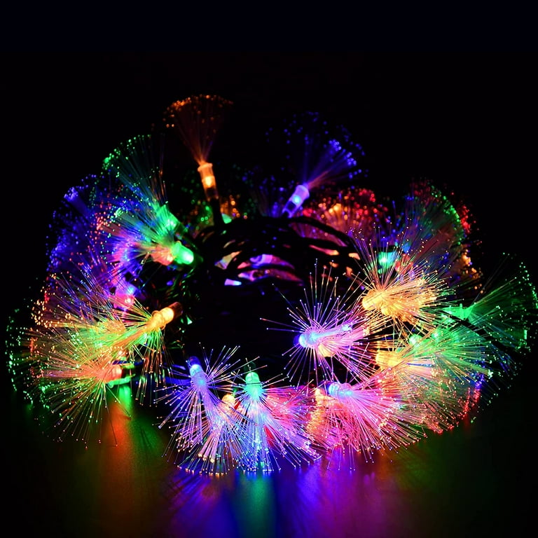 33FT Fiber Optic Fairy Lights 60 LED Starburst Firework String Lights Multi Colored